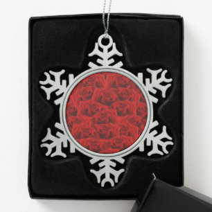 Ornement Flocon De Neige Rose rouge romantique