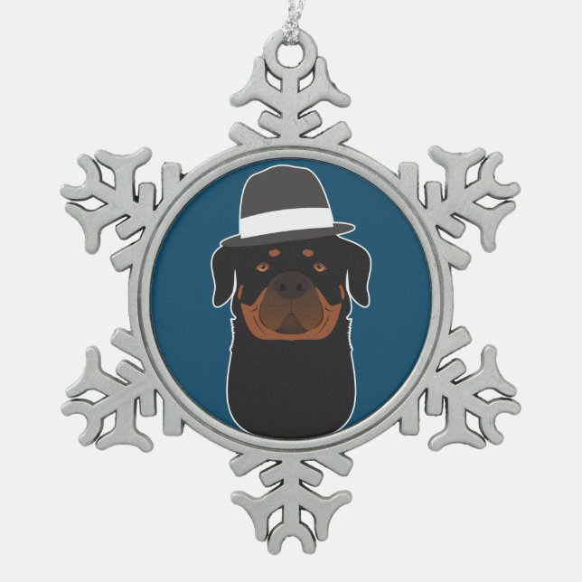 Ornement Flocon De Neige Rottweiler (Devant)