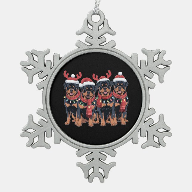 Ornement Flocon De Neige Rottweiler Chien Noël Noël Noël Noël Famille Papa  (Devant)