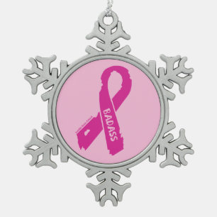 Ornement Flocon De Neige Ruban déchiré/insigne...Cancer du sein