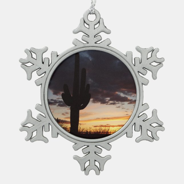 Ornement Flocon De Neige Saguaro Sunset III Arizona Desert Paysage (Devant)