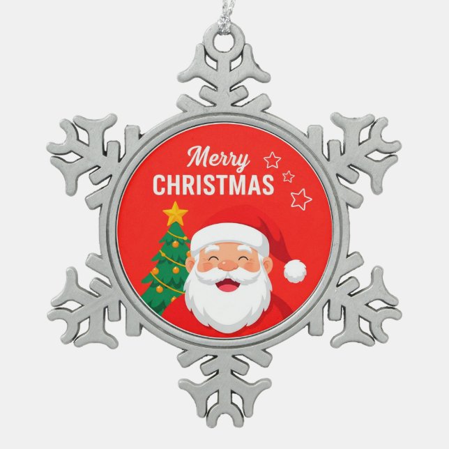 Ornement Flocon De Neige Salutation Joyeuse du Père Noël (Devant)