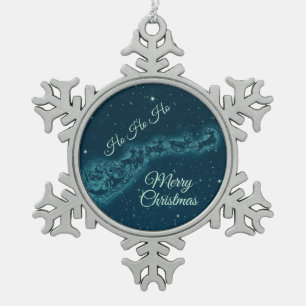 Ornement Flocon De Neige Santa and his Reindeers