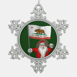 Ornement Flocon De Neige Santa Claus Avec L'Enseigne De Californie