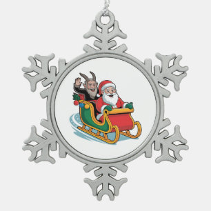 Ornement Flocon De Neige Santa et Krampus Evil Dark Noël Horreur Xmas 