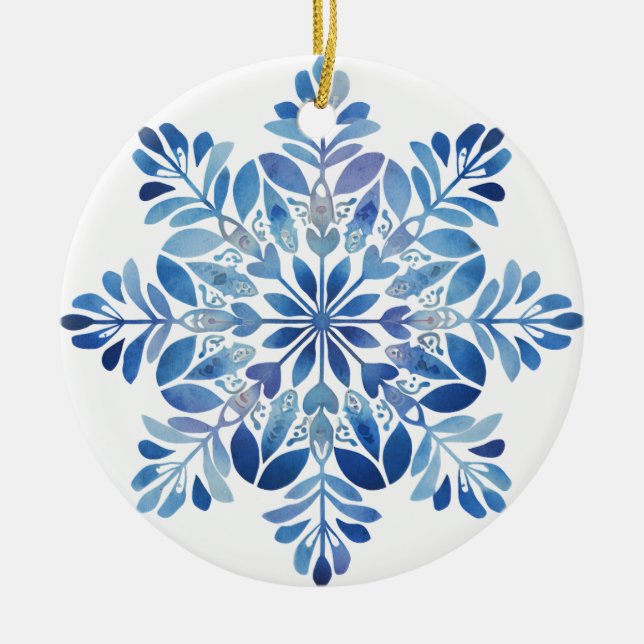 Ornement flocon de neige Sapin Bleu | Noël feuille (Devant)