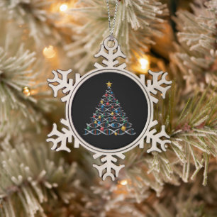 Ornement Flocon De Neige Sapin de Noël en hélice d'ADN Biologie Professeur