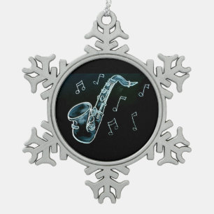 Ornement Flocon De Neige Saxophone et notes de musique