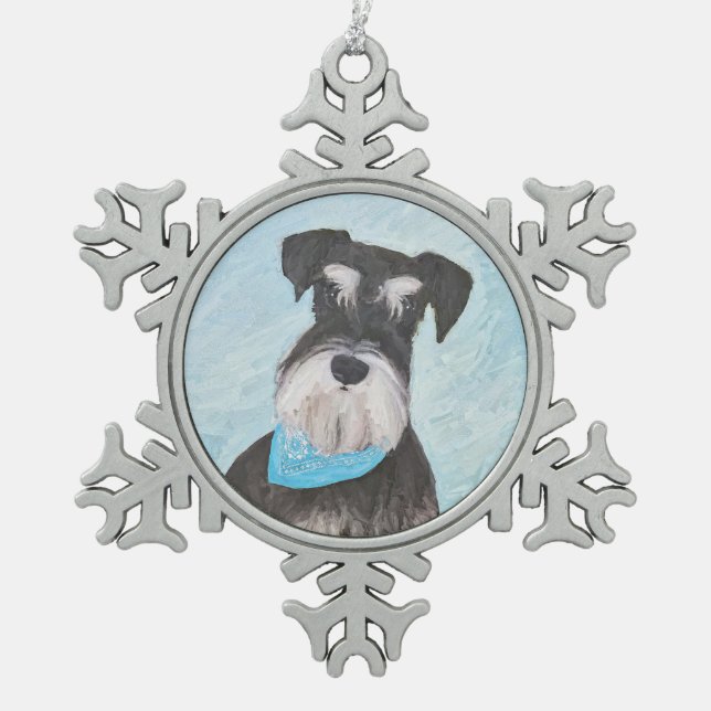 Ornement Flocon De Neige Schnauzer (Miniature) Peinture - Chien original mi (Devant)