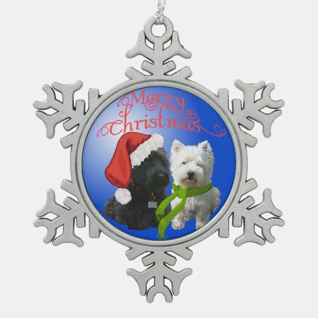 Ornement Flocon De Neige Scottie et Westie Ornament (Devant)
