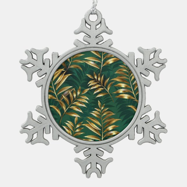 Ornement Flocon De Neige Seamless pattern with golden ferns (Devant)