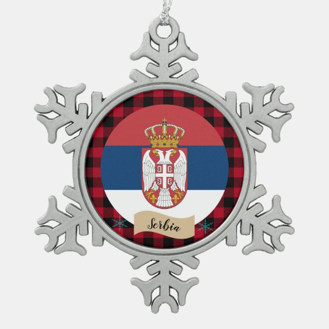 Ornement Flocon De Neige Serbie patriotique, Drapeau serbe, Drapeau serbe (Devant)