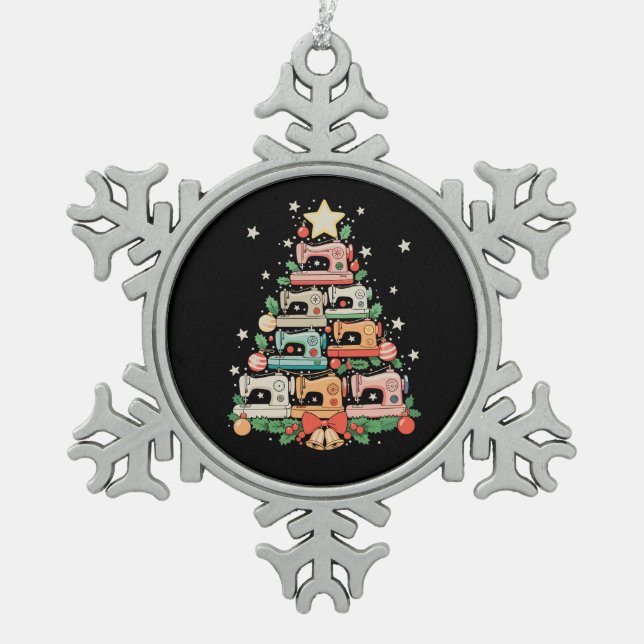 Ornement Flocon De Neige Sewing Machine Christmas Tree Stitch Knit Sew Xmas (Devant)