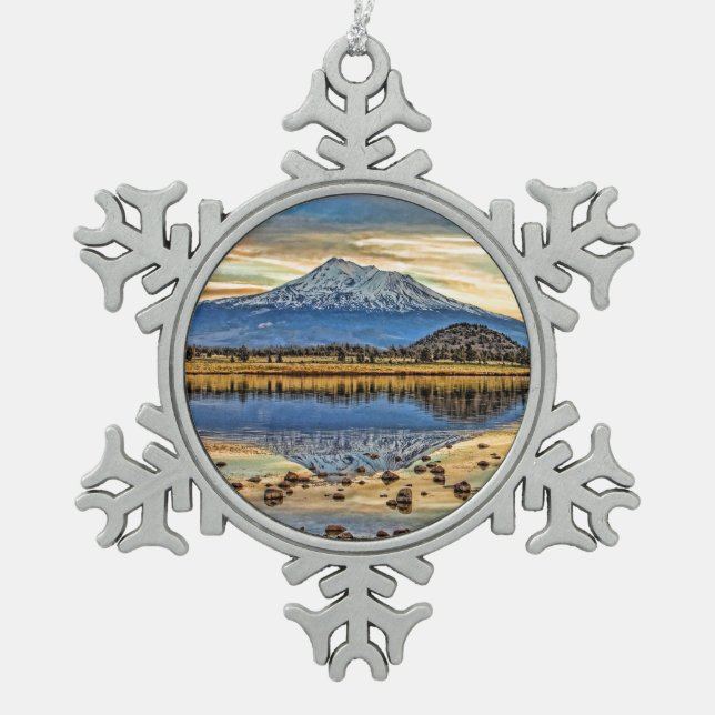 ORNEMENT FLOCON DE NEIGE SHASTA DE BÂTI REFLÉTÉ (Devant)