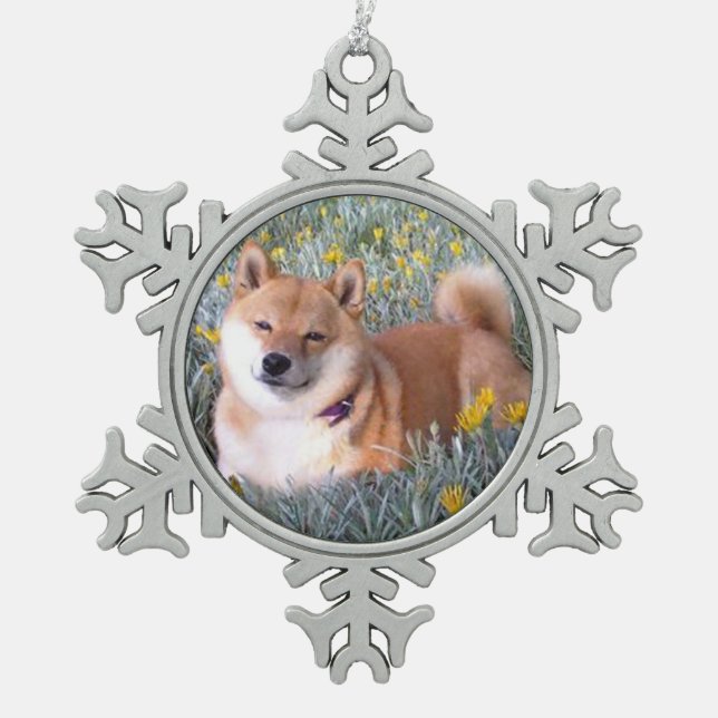 Ornement Flocon De Neige Shiba (Devant)