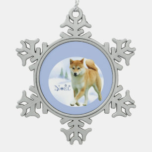 Ornement Flocon De Neige Shiba Noel