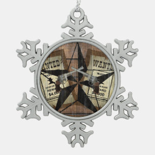 Ornement Flocon De Neige SIGNE Recherché Rustique Texas Star Western Double