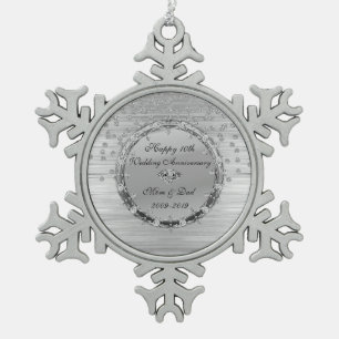 Ornement Flocon De Neige Silver Chic Diamants 10e Anniversaire de Mariage