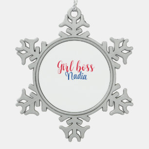 Ornement Flocon De Neige simple minimal girl boss ajouter nom texte image e
