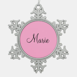 Ornement Flocon De Neige simple minimal rose clair ajoutez votre nom fémini