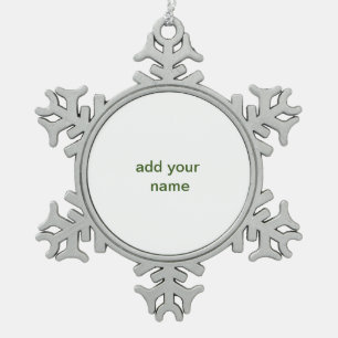 Ornement Flocon De Neige Simple minimal vert ajoutez votre texte nom photo