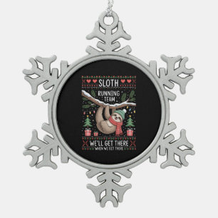 Ornement Flocon De Neige Sloth Running Team On y arrivera quand on sera moc