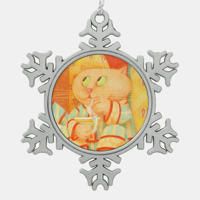 Ornement Flocon De Neige SNACK KITTY Pewer Snowflake Ornament (Devant)