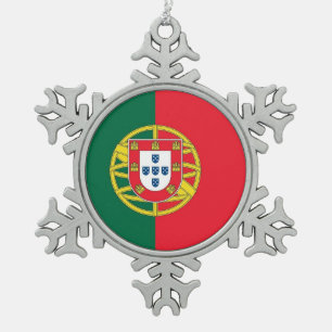 Ornement Flocon De Neige Snowflake Ornament with Portugal Flag
