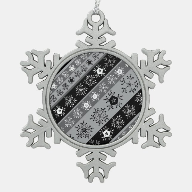 Ornement Flocon De Neige Snowflake rayures gris (Devant)