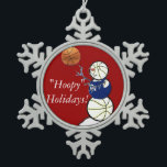 Ornement Flocon De Neige Snowman de basket<br><div class="desc">Quel gâteau ce bonhomme de neige adorable est... ...  un grand ornement pour orner le sapin de Noël pour tout amateur de sport.</div>