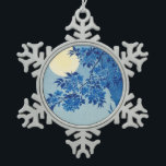 Ornement Flocon De Neige Soirée Lune Arbre Bleu Lune<br><div class="desc">Fleur de cerise sur une nuit lune (vers 1932) par Ohara Koson (1877-1945). Une belle lune du soir. Original du Los Angeles County Museum of Art.</div>