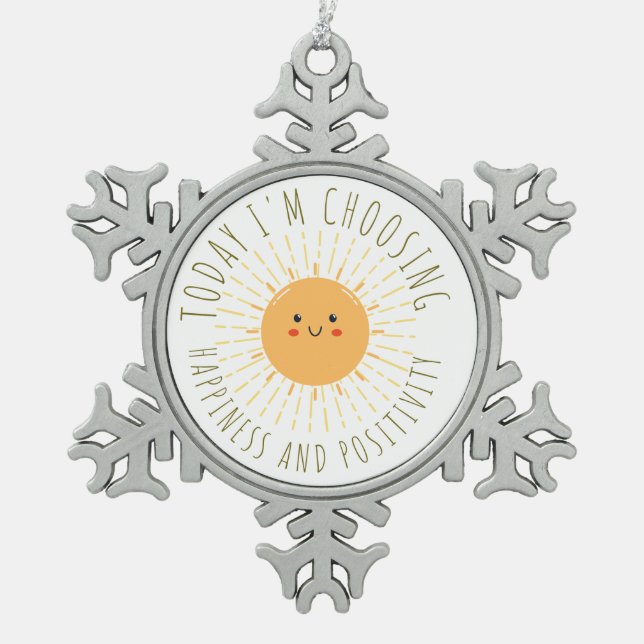 Ornement Flocon De Neige Soleil souriant mignon  (Devant)