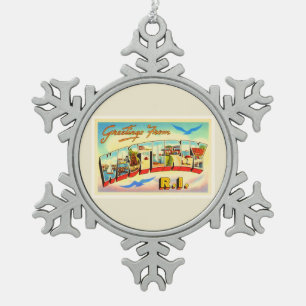 Ornement Flocon De Neige Souvenir Vintage voyage du R.I. de Rhode Ouest