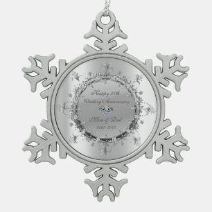 Ornement Flocon De Neige Spirales Florales Argentées Froides Mariage Annive