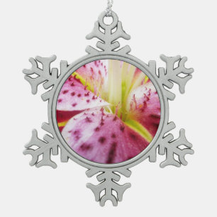 Ornement Flocon De Neige Stargazer Lily brillant Magenta Floral