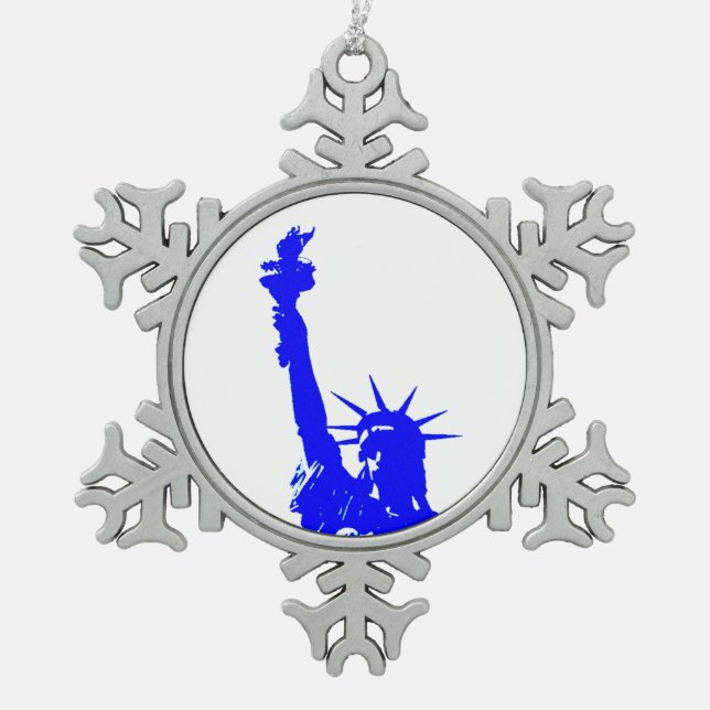 Ornement Flocon De Neige Statue d'Art Blue Pop de la Liberté (Devant)