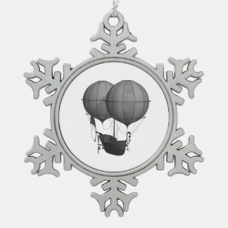 Ornement Flocon De Neige Steampunk Design Machine volante noire et blanche