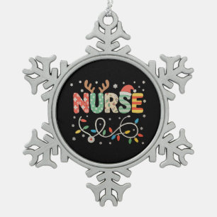 Ornement Flocon De Neige Stéthoscope de Noël infirmière chapeau de Père Noë