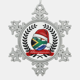 Ornement Flocon De Neige Style sud-africain de sourire de Noël de drapeau