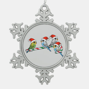 Ornement Flocon De Neige Sucre de canne Père Noël Budgies