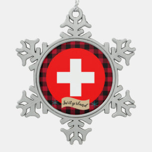 Ornement Flocon De Neige Suisse patriotique, plaid de buffle, Drapeau suiss
