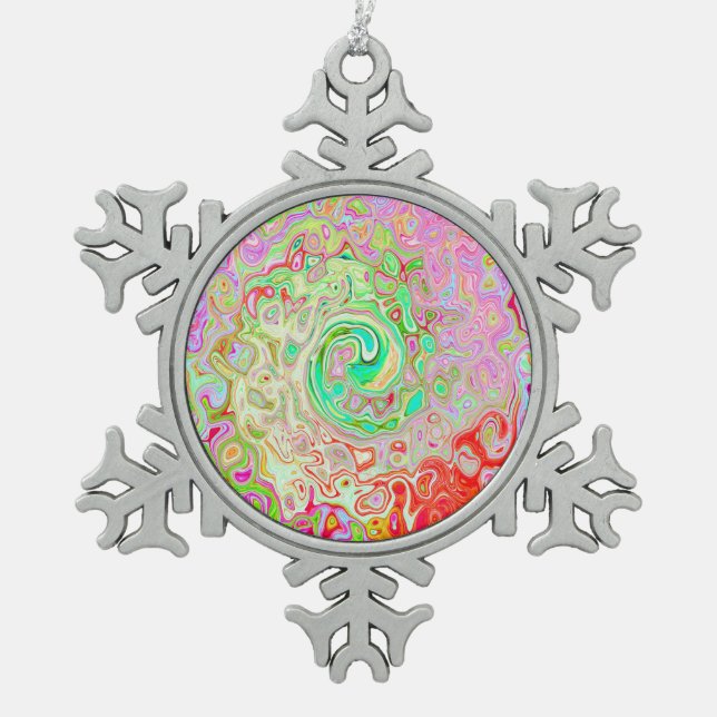 Ornement Flocon De Neige Super Abstrait Retro Pastel Green Liquid Swirl (Devant)