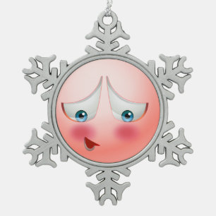 Ornement Flocon De Neige Superbe lancez et emoji de rougissement