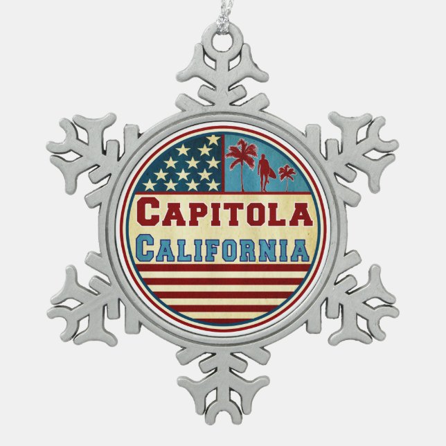 Ornement Flocon De Neige Surf de surf du Capitola California (Devant)