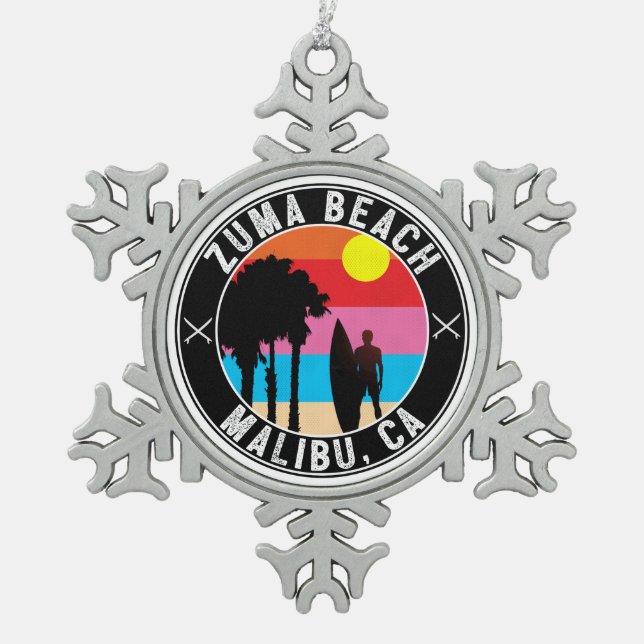Ornement Flocon De Neige Surf de surf Zuma Beach Malibu California (Devant)