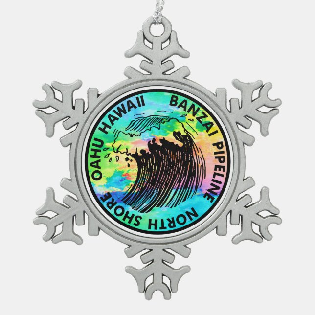 Ornement Flocon De Neige Surf Hawaï de surf du pipeline de Banzai (Devant)