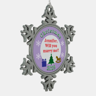 ORNEMENT FLOCON DE NEIGE SURPRISE CHRISTMAS MARRIAGE PROPOSAL ORNAMENT