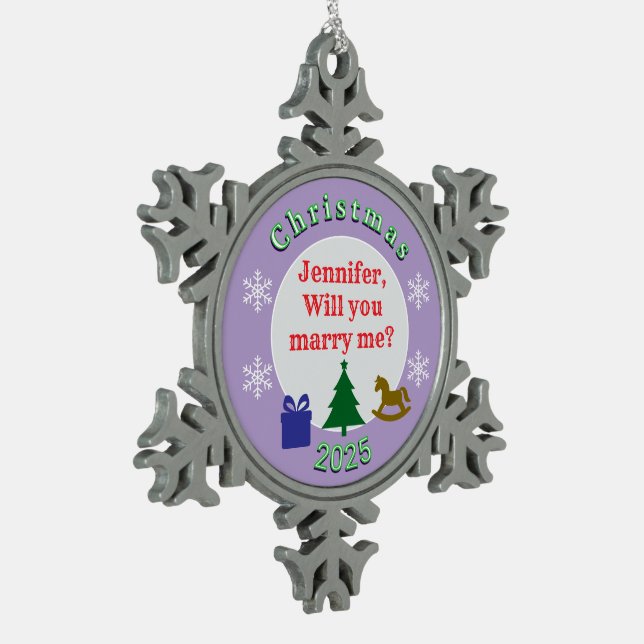 ORNEMENT FLOCON DE NEIGE SURPRISE CHRISTMAS MARRIAGE PROPOSAL ORNAMENT (Gauche)