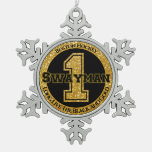 Ornement Flocon De Neige Swayman de hockey de Boston 1