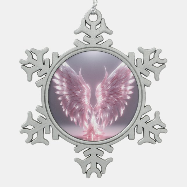 Ornement Flocon De Neige symbole de l'aile d'ange rose clair (Devant)